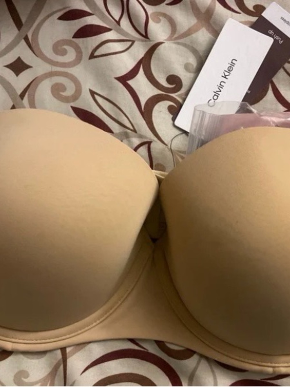Calvin Klein Beige Strapless Smooth T-Shirt Bra (34 DD)